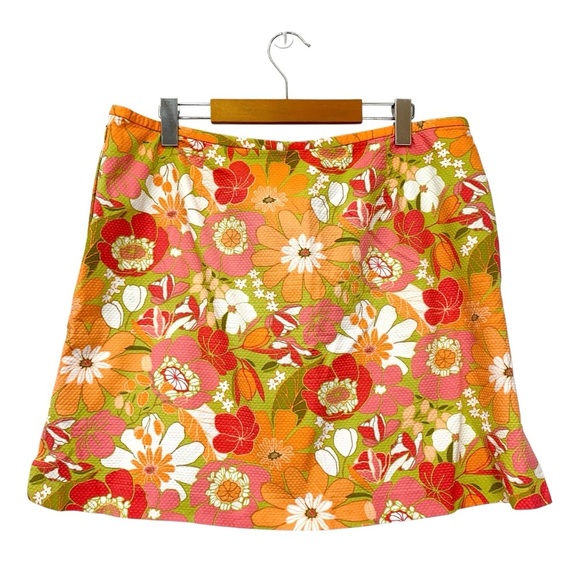 LizGolf Skort Womens 14 Pink Green Retro 60's Floral Neon Art to Wear Athletic - Picture 3 of 8